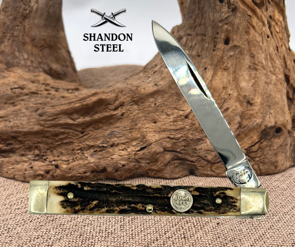 BUCK CREEK GERMAN STAINLESS GENUINE SINGLE BLADE STAG DOCTORS DR'S KNIFE (120)