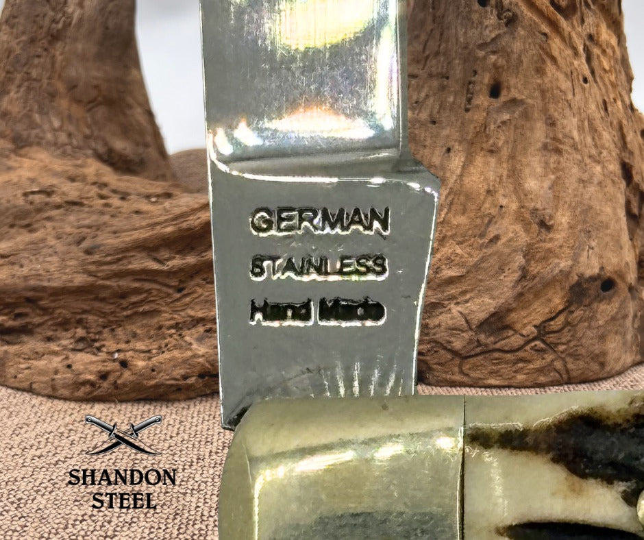BUCK CREEK GERMAN STAINLESS GENUINE SINGLE BLADE STAG DOCTORS DR'S KNIFE (120)