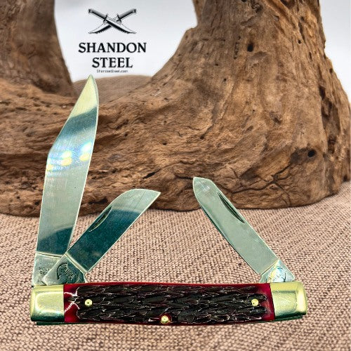 BUCK CREEK SOLINGEN GERMANY 3 BLADE REDBONE LARGE DIAMONDBACK STOCKMAN KNIFE 189
