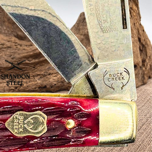 BUCK CREEK SOLINGEN GERMANY 3 BLADE REDBONE LARGE DIAMONDBACK STOCKMAN KNIFE 189