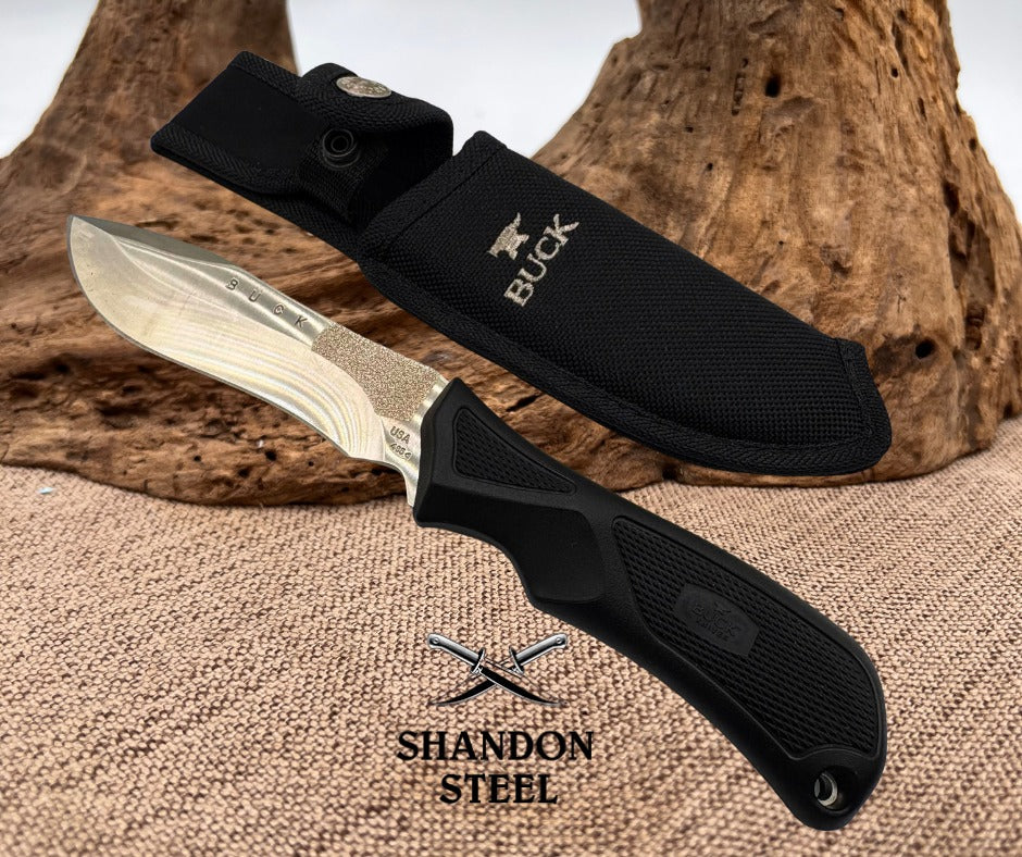 BUCK KNIFE 495 AVID SKINNER RECURVE DROP POINT FIXED HUNTER W SHEATH 2010 USA