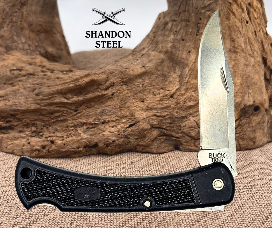 Buck 110 Folding Hunter LT Knife 3.7" 420HC S.S. Blade G.R.N. Handle USA (132)
