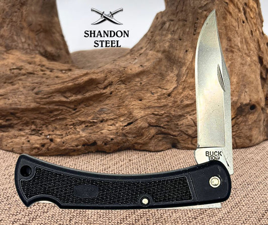 Buck 110 Folding Hunter LT Knife 3.7" 420HC S.S. Blade G.R.N. Handle USA (132)