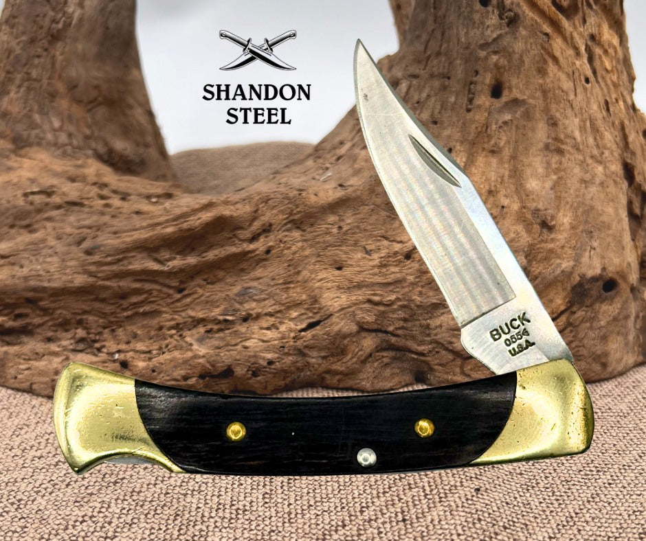 BUCK USA 055 Lockback 2010 Folding Clip Point Pocket Knife Wood Handle (70)