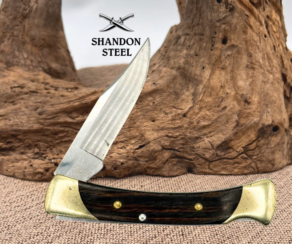 BUCK USA 055 Lockback 2010 Folding Clip Point Pocket Knife Wood Handle (70)