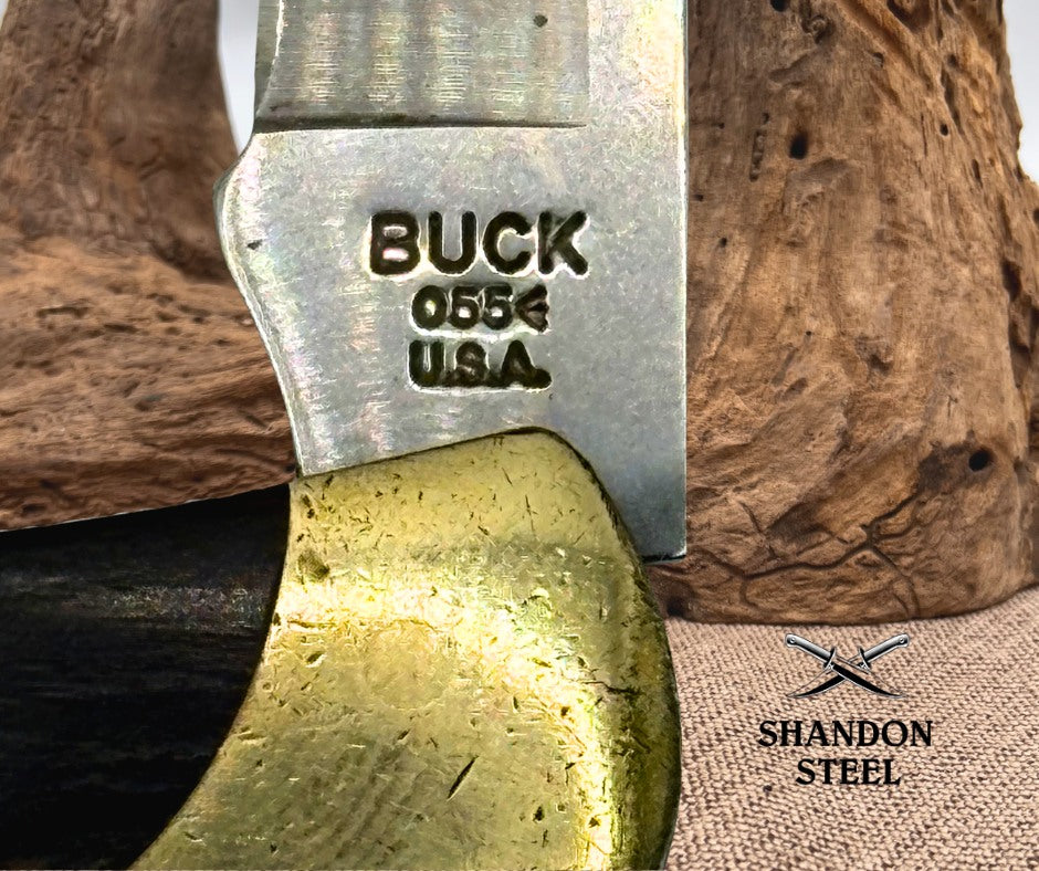 BUCK USA 055 Lockback 2010 Folding Clip Point Pocket Knife Wood Handle (70)