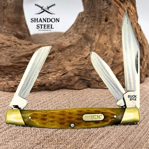 Buck 371 Stockman 2016 Traditional Folding Pocket Knife 3 Blade Jigged Bone (61)