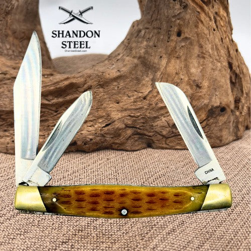Buck 371 Stockman 2016 Traditional Folding Pocket Knife 3 Blade Jigged Bone (61)