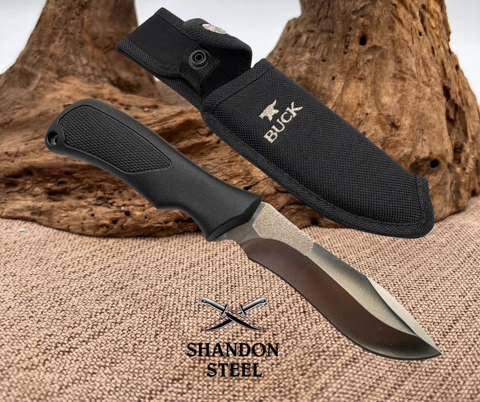 BUCK KNIFE 495 AVID SKINNER RECURVE DROP POINT FIXED HUNTER W SHEATH 2010 USA