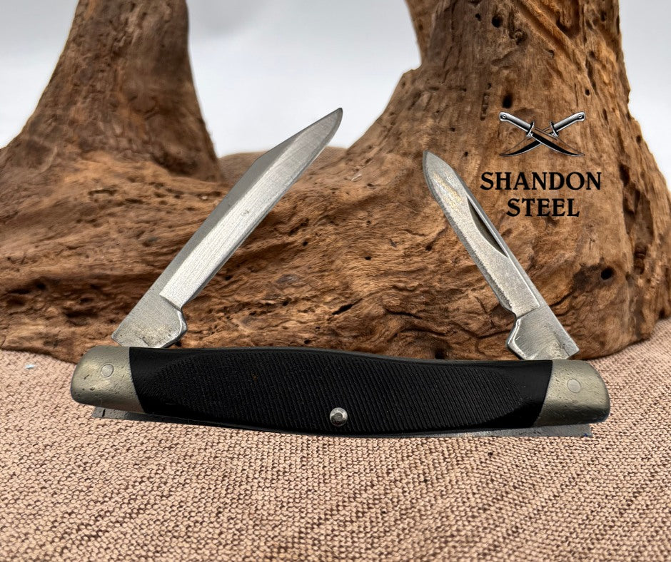 Buck 309 Companion 2 Blade Vintage 1999 Black Derlin Handle Pocket Knife (44)