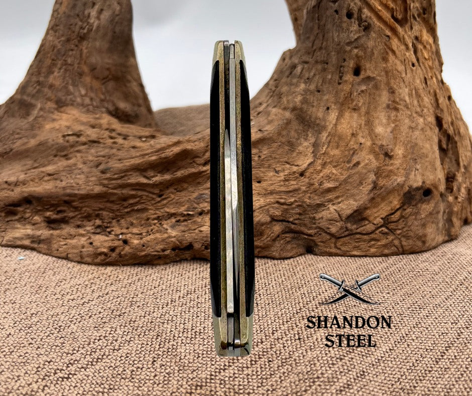 Buck 309 Companion 2 Blade Vintage 1999 Black Derlin Handle Pocket Knife (44)