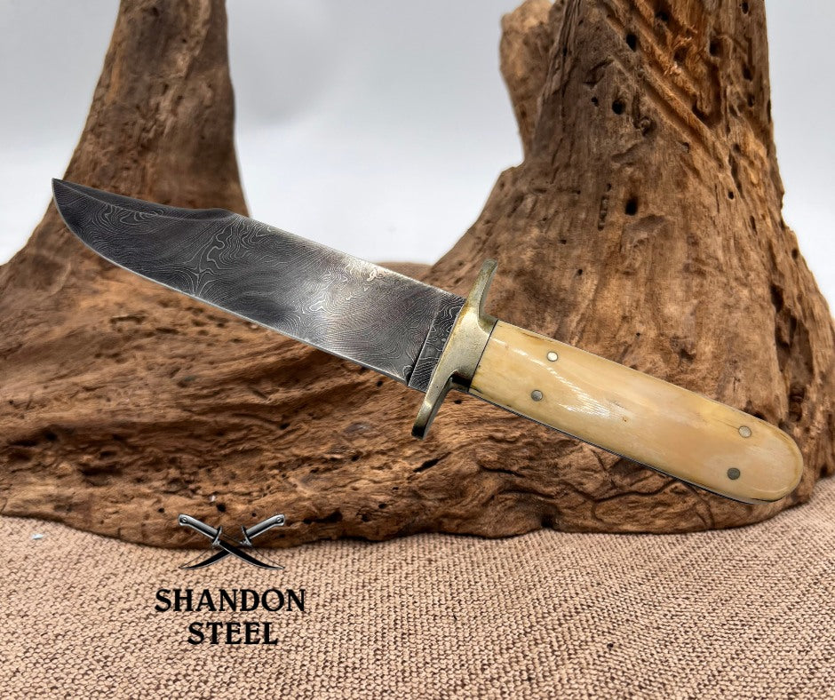 Burr Oak USA Handmade Damascus Clip Point Custom Hand Forged Hunter Bowie Knife 07