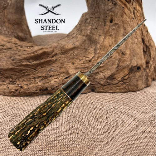 Burr Oak USA Handmade Damascus Drop Point Custom Hand Forged Knife 12