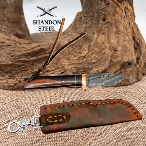 Burr Oak USA Handmade Damascus Drop Point Custom Hand Forged Fixed Knife (15)