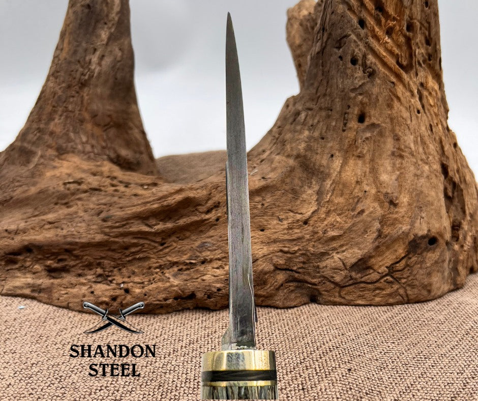 Burr Oak USA Handmade Damascus Clip Point Custom Knife with Leather Sheath (11)