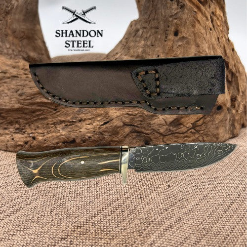 Burr Oak USA Handmade Damascus Drop Point Custom Hand Forged Knife 13