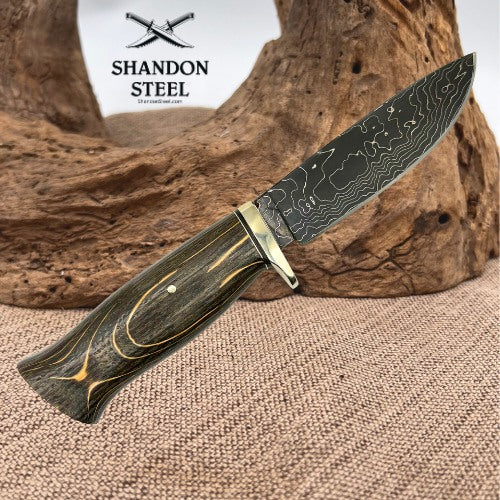 Burr Oak USA Handmade Damascus Drop Point Custom Hand Forged Knife 13