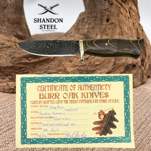 Burr Oak USA Handmade Damascus Drop Point Custom Hand Forged Knife 13