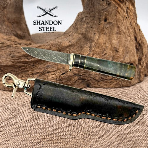 Burr Oak USA Handmade Damascus Drop Point Custom Hand Forged Fixed Knife (14)