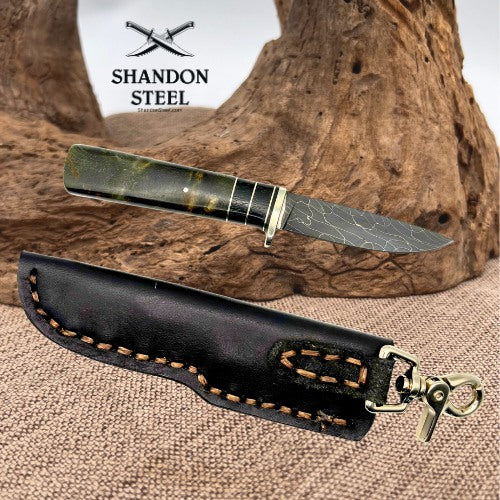 Burr Oak USA Handmade Damascus Drop Point Custom Hand Forged Fixed Knife (14)