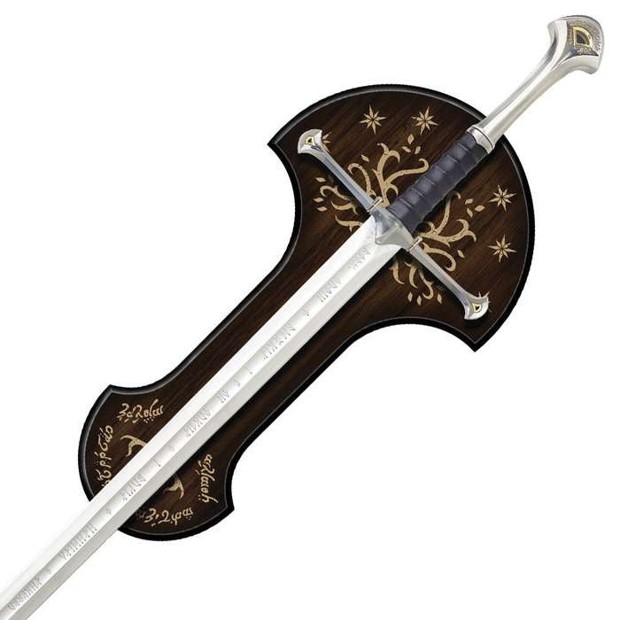 United Cutlery Lord of the Rings LOTR Anduril Sword of King Elessar with Wall Plaque - 52 7/8" Length, The Hobbit