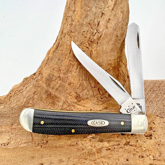 CASE XX USA MINI TRAPPER SMOOTH BLACK MICARTA 10207 SS (27822) POCKET KNIFE -231