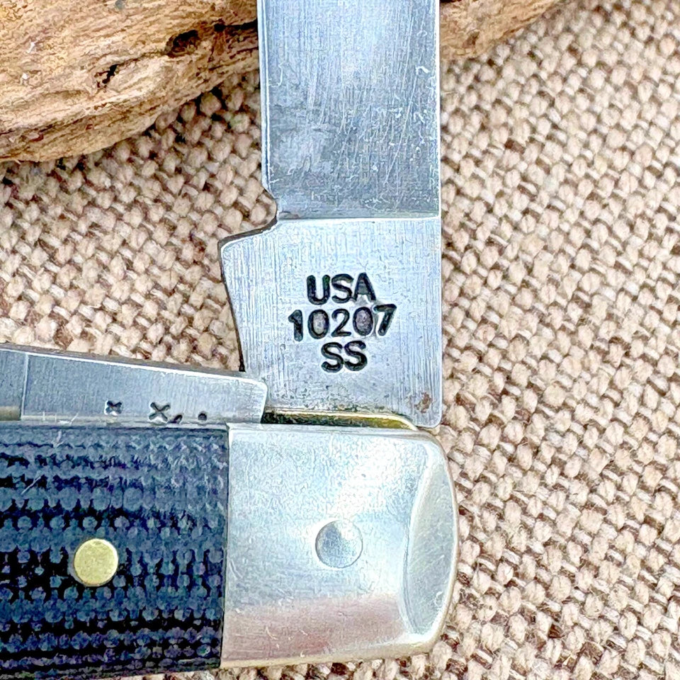 CASE XX USA MINI TRAPPER SMOOTH BLACK MICARTA 10207 SS (27822) POCKET KNIFE -231