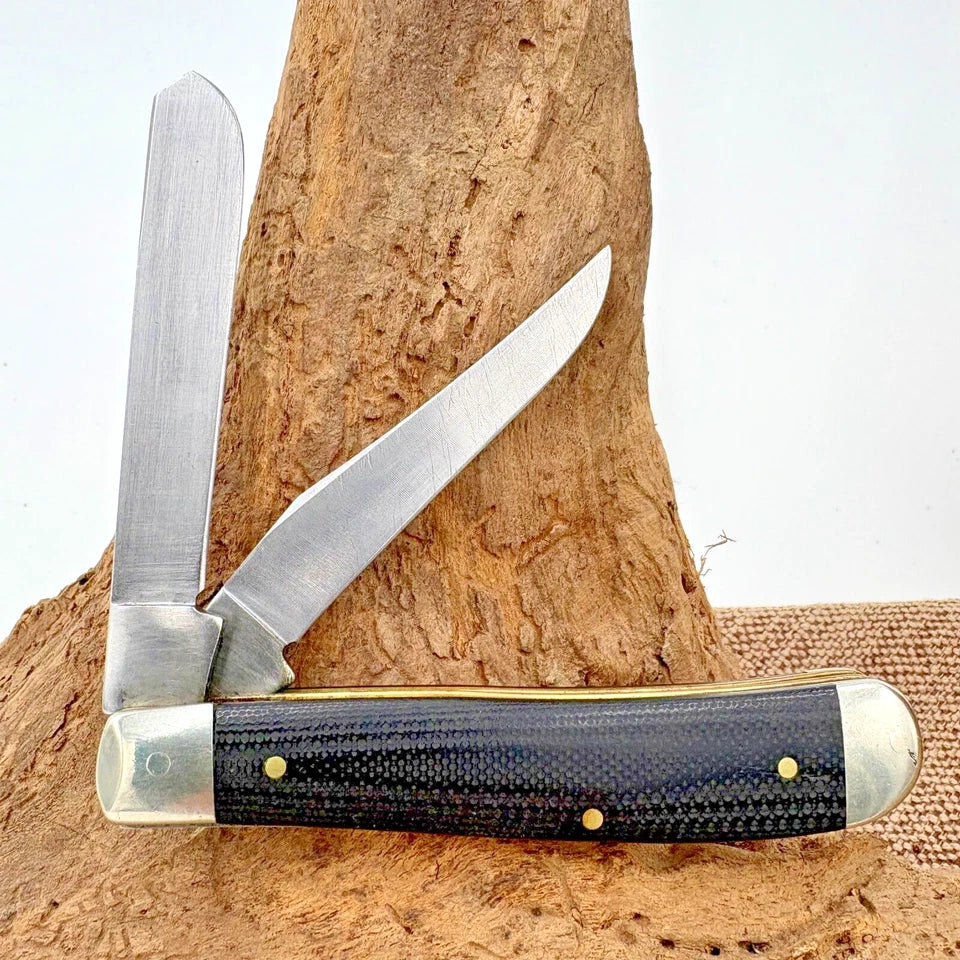CASE XX USA MINI TRAPPER SMOOTH BLACK MICARTA 10207 SS (27822) POCKET KNIFE -231