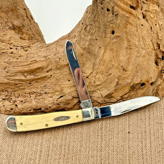 CASE XX KNIVES NATURAL SMOOTH BONE TRAPPER W/SHIELD 6254 SS POCKET KNIFE (220)