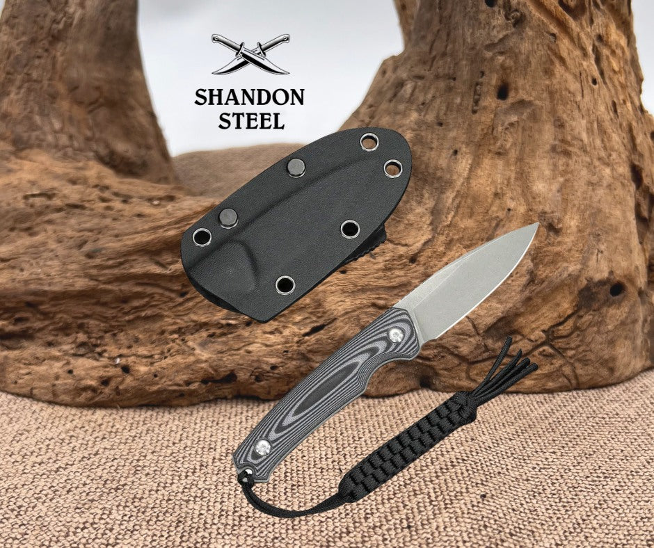CIVIVI Altus Fixed Blade Knife Gray and Black Layered G10 Handle (2.99" Gray Stonewashed 14C28N Blade) C20076B-2, With 1PC Black Lanyard, Black Kydex Sheath & T-Clip