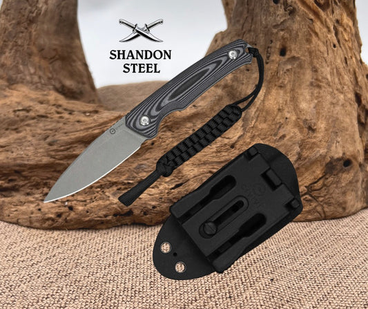 CIVIVI Altus Fixed Blade Knife Gray and Black Layered G10 Handle (2.99" Gray Stonewashed 14C28N Blade) C20076B-2, With 1PC Black Lanyard, Black Kydex Sheath & T-Clip