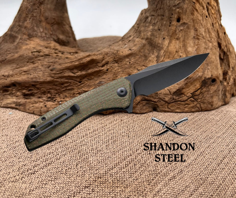 CIVIVI Baklash Flipper Knife Micarta Handle (3.5" 9Cr18MoV Blade) C801K