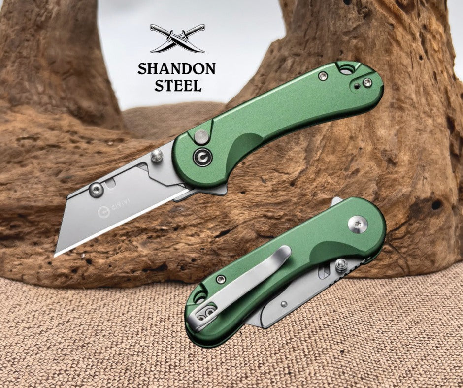 CIVIVI Elementum Utility Thumb Stud & Button Lock Knife Aluminum Handle (2.26" S/S Blade Holder & 6Cr13 Blade) C23039B-3