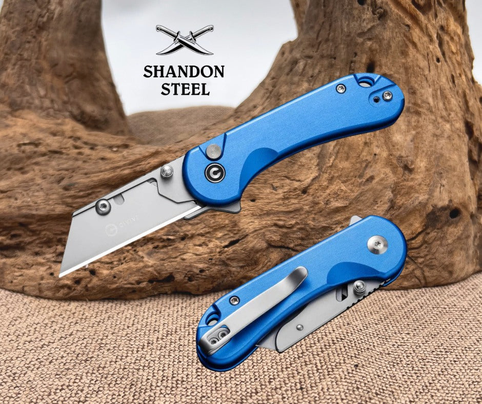 CIVIVI Elementum Utility Thumb Stud & Button Lock Knife Aluminum Handle (2.26" S/S Blade Holder & 6Cr13 Blade) C23039B-2