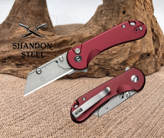 CIVIVI Elementum Utility Flipper & Thumb Stud & Button Lock Knife Aluminum Handle (2.26" S/S Blade Holder & 6Cr13 Blade) C23039B-5