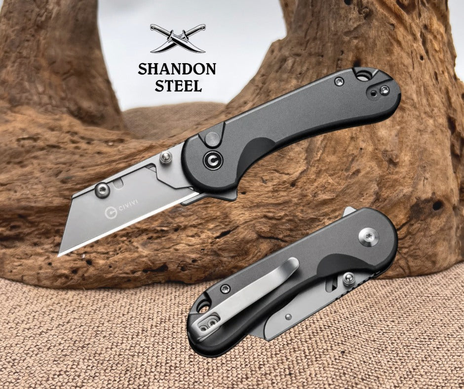 CIVIVI Elementum Utility Thumb Stud & Button Lock Knife Aluminum Handle (2.26" S/S Blade Holder & 6Cr13 Blade) C23039B-4