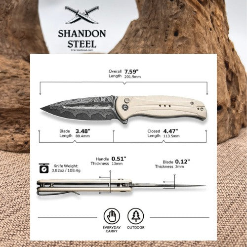 CIVIVI Incindie Flipper & Button Lock Knife G10 Handle (3.48" Damascus Blade) C23053-DS1