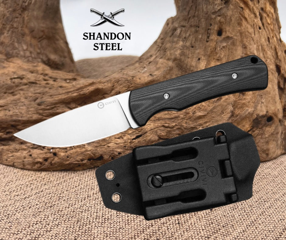 CIVIVI Jencks Fixed Blade Knife Black G10 Handle (3.54" Satin Finished 14C28N Blade) C24051-1, With 1PC Black Lanyard, Black Kydex Sheath & T-Clip