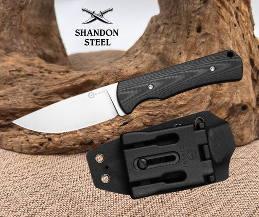 CIVIVI Jencks Fixed Blade Knife Black G10 Handle (3.54" Satin Finished 14C28N Blade) C24051-1, With 1PC Black Lanyard, Black Kydex Sheath & T-Clip