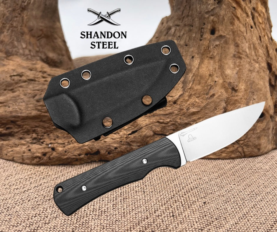 CIVIVI Jencks Fixed Blade Knife Black G10 Handle (3.54" Satin Finished 14C28N Blade) C24051-1, With 1PC Black Lanyard, Black Kydex Sheath & T-Clip