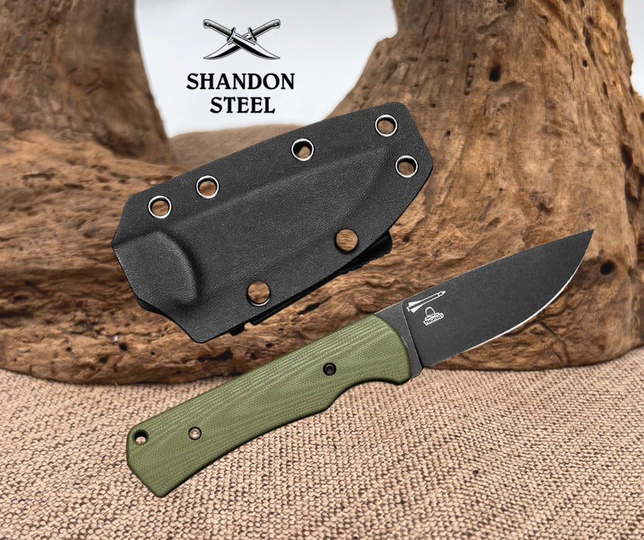 CIVIVI Jencks Fixed Blade Knife OD Green G10 Handle (3.54" Black Stonewashed 14C28N Blade) C24051-2, With 1PC Black Lanyard, Black Kydex Sheath & T-Clip