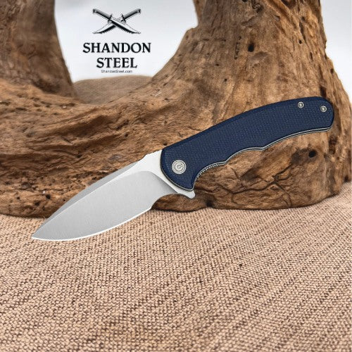 CIVIVI Mini Praxis Flipper Knife Blue Canvas Micarta Handle (2.98" Satin Finished D2 Blade) C18026C-6