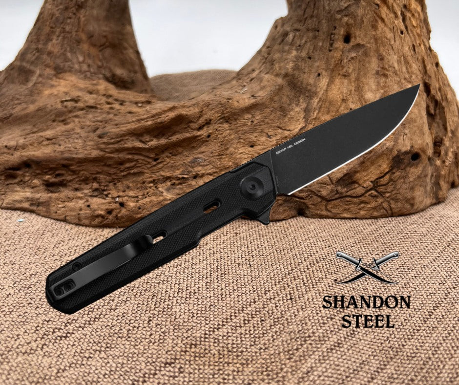 CIVIVI Navo Flipper Knife Black G10 Handle (3.25" Black Stonewashed Nitro-V Blade) C25015A-1