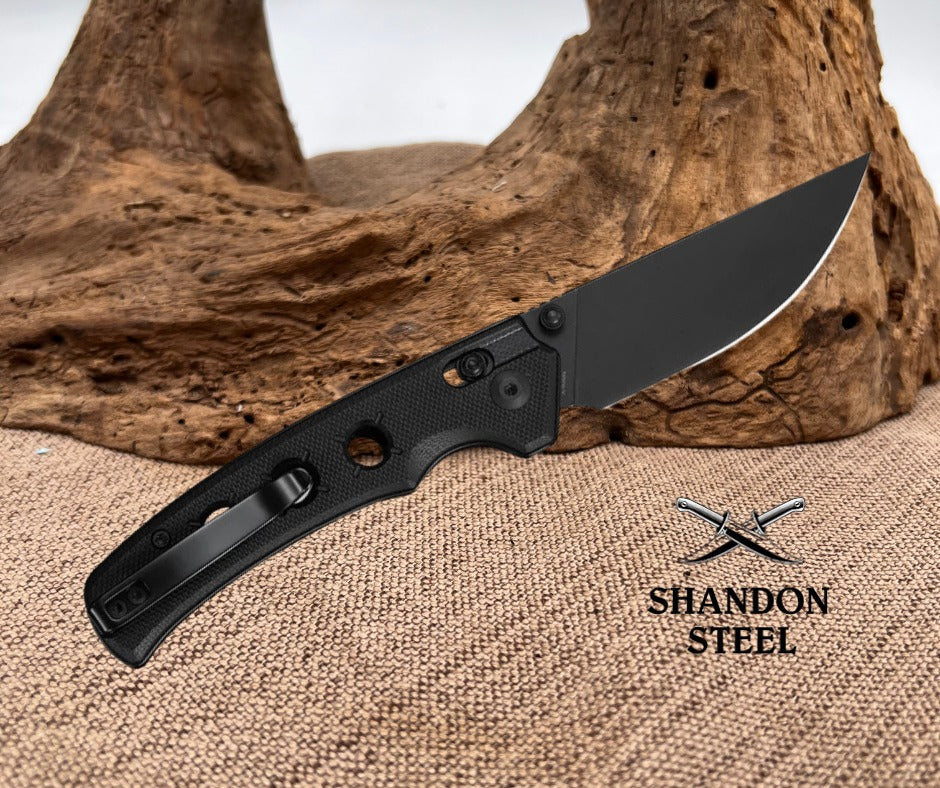 CIVIVI Noctis Thumb Stud & Crossbar Lock Knife Black G10 Handle (2.98" Black Stonewashed Nitro-V Blade) C24020C-1