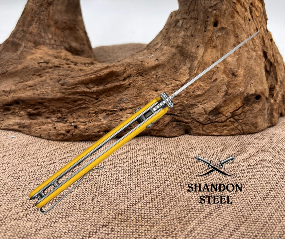 CIVIVI Noctis Thumb Stud & Crossbar Lock Knife Yellow G10 Handle (2.98" Satin Finished Nitro-V Blade) C24020C-2