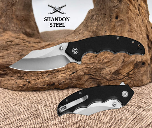 CIVIVI Pentad Flipper & Thumb Stud Knife Black G10 Handle (3.48" Satin Finished Nitro-V Blade) C24068-1