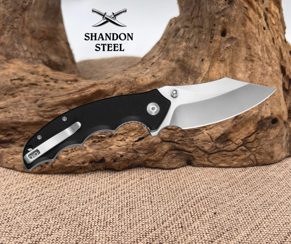 CIVIVI Pentad Flipper & Thumb Stud Knife Black G10 Handle (3.48" Satin Finished Nitro-V Blade) C24068-1