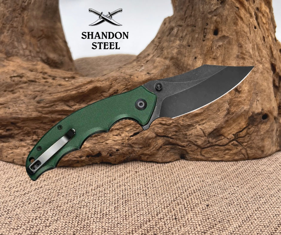 CIVIVI Pentad Flipper & Thumb Stud Knife Teal Green G10 Handle (3.48" Black Stonewashed Nitro-V Blade) C24068-2