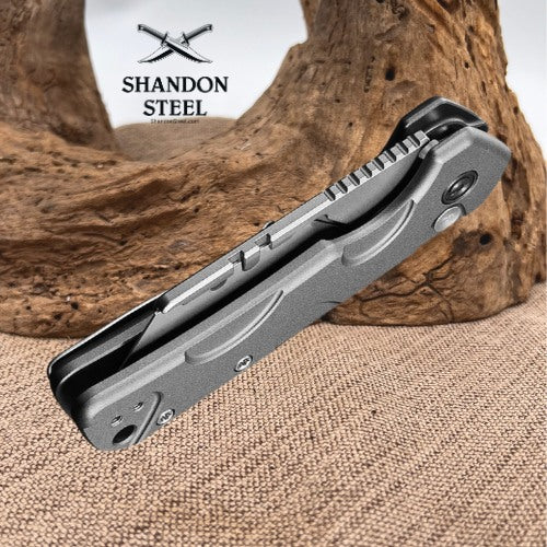 CIVIVI Pulsara Utility Flipper & Button Lock Knife Gray Aluminum Handle (2.44" Stonewashed S/S Blade Holder & Plain 6Cr13 Blade) C24041F-4