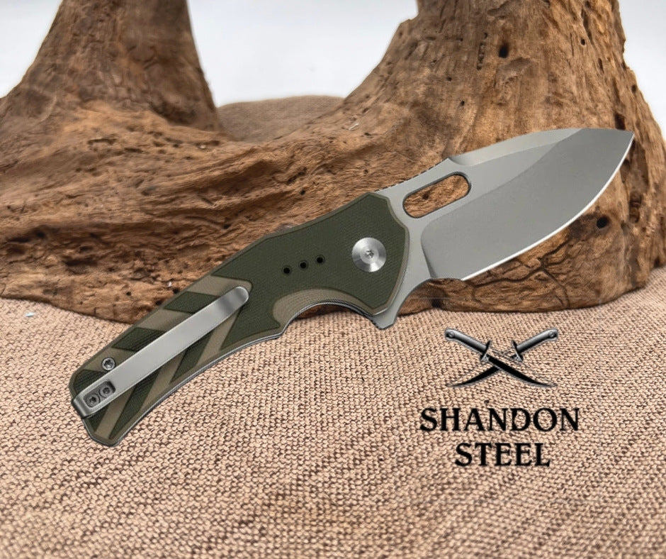 CIVIVI Vexron Flipper & Thumb Hole & Button Lock Knife Milled Orange & Black G10 Handle (2.98" Satin Finished 14C28N Blade) C24066-3